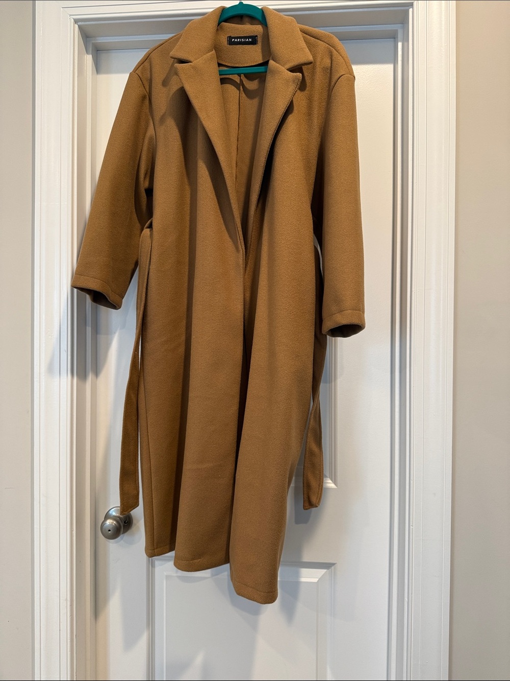 Parisian Works Camel Longline Pea Coat with Belt